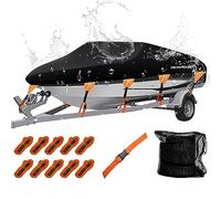 NEVERLAND Trailerable Boat Cover Waterproof Heavy Duty 800D Marine Grade Polyester Canvas Fits V Shape/V-Hull and Tri-Hull Runabouts, Pro-STYL, Bass Boats (Boat Length 20-22ft, Beam Width up to 102")