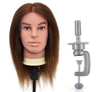 Neverland Training Heads Man 100% Real Hair Styling Training Head Brown With Beard Cosmetology Hairdressing