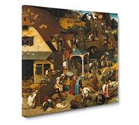 Neverlandish Proverbs by Pieter bruegel the elder Canvas Print | Gallery Wrapped 30mm Frame Wall Art | 14x14 inches | Ready to Hang | Classic Picture | Living Room Bedroom Lounge Office