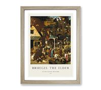 Neverlandish Proverbs By Pieter Bruegel The Elder Exhibition Museum Painting Framed Wall Art Print, Ready to Hang Picture for Living Room Bedroom Home Office Décor, Oak A3 (34 x 46 cm)