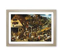 Neverlandish Proverbs by Pieter Bruegel The Elder Framed Print | A2 Oak Framed Wall Art | Ready to Hang | Modern Nature Picture | Living Room Bedroom Lounge Office