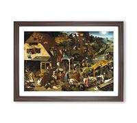 Neverlandish Proverbs by Pieter Bruegel The Elder Framed Print | A2 Walnut Framed Wall Art | Ready to Hang | Modern Nature Picture | Living Room Bedroom Lounge Office