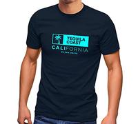 Neverless® California Ocean Drive California Palm Tree Summer Fashion Street Style Men's T-Shirt, California Navy, XL