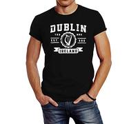 Neverless® Dublin Ireland Retro Design Print Fashion Street Style Men's T-Shirt - Black - XXXX-Large