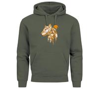 Neverless Hoodie Men's Fashion Polygon Print Lynx Forest Animals Outdoor Motif Print Street Style, Lynx Polygon Olive, M