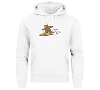 Neverless Hoodie Men's Print Bear Surfing Bear Motif Hooded Pullover Men Fashion Street Style, White, 3XL