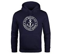 Neverless® Men's Hoodie Maritime Anchor Motif Anchor Print Vintage Style Hooded Pullover Men - Blue - XX-Large
