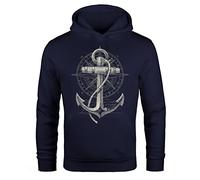 Neverless® Men's hoodie print hoodie men's fashion street style, Anker Compass Navy, XXXXXL