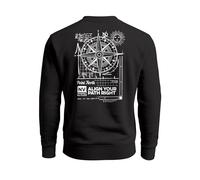 Neverless® Men's Sweatshirt with Back Print Point North Compass Backprint Adventure Streetwear Design Fashion Men, Compass Black, 3XL