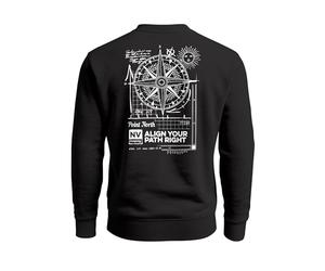 Neverless® Men's Sweatshirt with Back Print Point North Compass Backprint Adventure Streetwear Design Fashion Men, Compass Black, 3XL