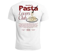 Neverless Men's T-Shirt Backprint Pasta Lovers Club Noodles Italy Graphic Shirt Summer Fashion Street Style Cotton, Pasta Lovers Club White/Red, M