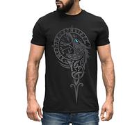 Neverless® Men's T-Shirt Berserker Bear Viking Warrior Odin Thor Valhalla Runes Valknut Nordic Mythology, Fenrir Compass Black, M