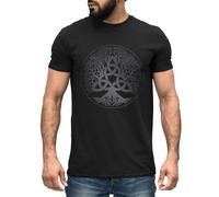Neverless® Men's T-Shirt Berserker Bear Viking Warrior Odin Thor Valhalla Runes Valknut Nordic Mythology, Yggdrasil black-grey, XL