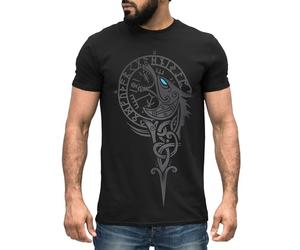 Neverless® Men's T-Shirt Berserker Bear Viking Warrior Odin Thor Valhalla Runes Valknut Nordic Mythology, Fenrir Compass Black, XXXX-Large