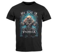 Neverless® Men's T-Shirt Front Print See You in Valhalla Viking Warriors Norse Mythology, See You in Valhalla Black, XXL