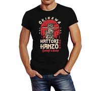 Neverless® Men's T-Shirt Hattori Hanzo Sword and Sushi Okinawa Japan Character Fashion Street Style - Black - Medium