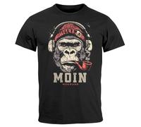 Neverless® Men's T-Shirt Moin Lettering Gorilla Music Print Chest Print T-Shirt Fashion Street Style, Moin Monkey Anchor Black, XXL