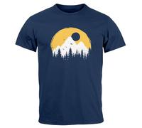 Neverless® Men's T-Shirt Outdoor Print Natural Badge Logo Hiking Fashion Street Style, navy, M