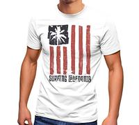 Neverless® Men's T-Shirt USA Surfing California Flag Surf Design Retro Print Shirt Print Fashion, Surfing Flag White, L