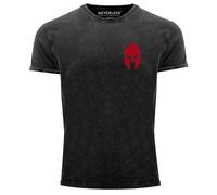 Neverless Men's Vintage Shirt Logo Print Sparta Helmet Spartan Gladiator Warrior Fashion Gym Street Style, Sparta 1 Black/Red, XL