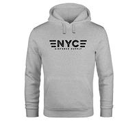Neverless® NYC New York City Airforce Supply Print Hoodie Men's Fashion Street Style - Grey - XXX-Large