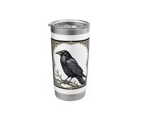 Nevermore Elegance The Watchful Raven Stainless Steel Insulated Tumbler
