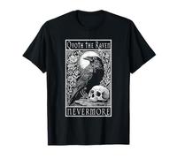 Nevermore Poe Raven and Skull Gothic Horror Halloween Art T-Shirt