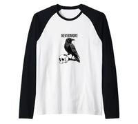 Nevermore Raven Skull Raglan Baseball Tee