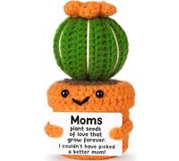 NEVERNERVE Funny Cactus Mom Gifts from Daughter Son, Birthday for Mom, Best Stepmom Bonus Moms Mama Ever Gift, Mother in Law Present Handmade Emotional Positive Crochet Cactus