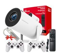 NEVERYOUYU Projector with Games Built in 36,000+ Retro Games Mini Projector with WiFi and Bluetooth, Gaming Movie 2-IN-1 Projector 4K with 2 Wireless Controllers Birthday Gifts for Men/Teens/Kids