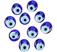 Nevfactory Blue Evil Eye Handmade Glass Charms, Mystical Good Luck & Protection, Pack of 10, 2,5 cm - Versatile Blue Beads for Jewellery Making, Bracelets, Crafts & DIY Projects
