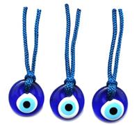 Nevfactory Turkish Blue Evil Eye Wall 4 cm Hanging Ornament - Turkish Nazar Beads - Triple Evil Eye Home Protection Charm Set of 3