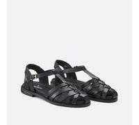Nevia Flat Leather Sandals Black