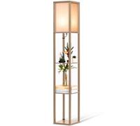 Neviland Floor Lamps with Shelves for Living Room, 3 Layers Morden Standard Lamp with LED Light for Bedroom, Office, Grey
