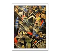 Nevinson The Arrival Abstract Futurist Painting Artwork Framed Wall Art Print 18X24 Inch