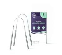 NEVIS Tongue Scraper, Prevent Bad Breath and Tonsil Stones, Improve Oral Hygiene, Fight Coated Tongue, Tonsillolith & Bacteria, Medical Grade Stainless Steel, 2 Pack