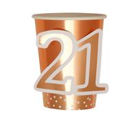 Neviti 21St Birthday Disposable Cup (Pack Of 8) Rose Gold/white (One Size)