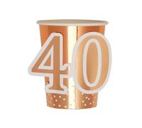 Neviti 40Th Birthday Disposable Cup (Pack Of 8) Rose Gold/white (One Size)