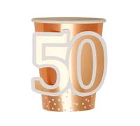 Neviti 50Th Birthday Disposable Cup (Pack Of 8) Rose Gold/white (One Size)