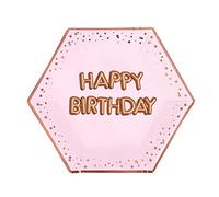 Neviti 774380 Glitz and Glamour Pink & Rose Gold-Large Plate-Happy Birthday Paper, 27 x 0.5 x 27