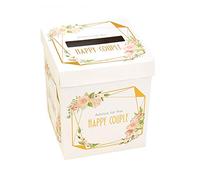 Neviti 775165 Geo Floral-Wedding Wishes Post Box, Pink/Peach/Gold, 17 x 4 x 17.2