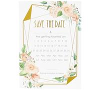 Neviti 775288 Geo Floral Cards-10 Pack Save The Date Cards, Pink/Peach/Gold, 20.7 x 14.6 x 0.1
