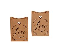 Neviti 775738 Hearts Favour Bag-10 Pack, Brown Kraft, 6.5 x 3 x 10.5 cm