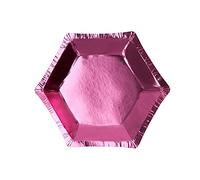 Neviti 776063 Small Hexagonal Plate-Pink Foil-8 Pack Paper, 12.5 x 12.5 x 0.5