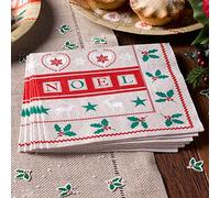 Neviti Festive Noel-Paper Napkins-20 Pack, Wood, Multi-Colour, 16.5 x 16.5 x 0.1 cm
