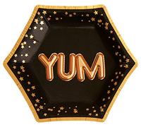 Neviti Glitz & Glamour Black & Gold Yum Plate - Small Size - 8 Pack