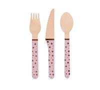 Neviti Glitz & Glamour Wooden Cutlery - Pink & Rose Gold - 24 Pack