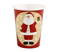 Neviti Let It Snow-Cups-Father Christmas-8 Pack, Wood, Multi-Colour, 7.5 x 7.5 x 9 cm
