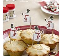 Neviti Let It Snow-Mince Pie Picks-Snowman-20 Pack, Wood, Multi/Colour, 3 x 3 x 6.5 cm