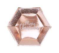 Neviti Merry Christmas Rose Gold & White Dots Paper Plate - 8 Pack